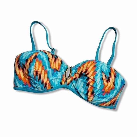Sunsets Separates Shirred Bandeau Bikini Top Sz L - Picture 1 of 7